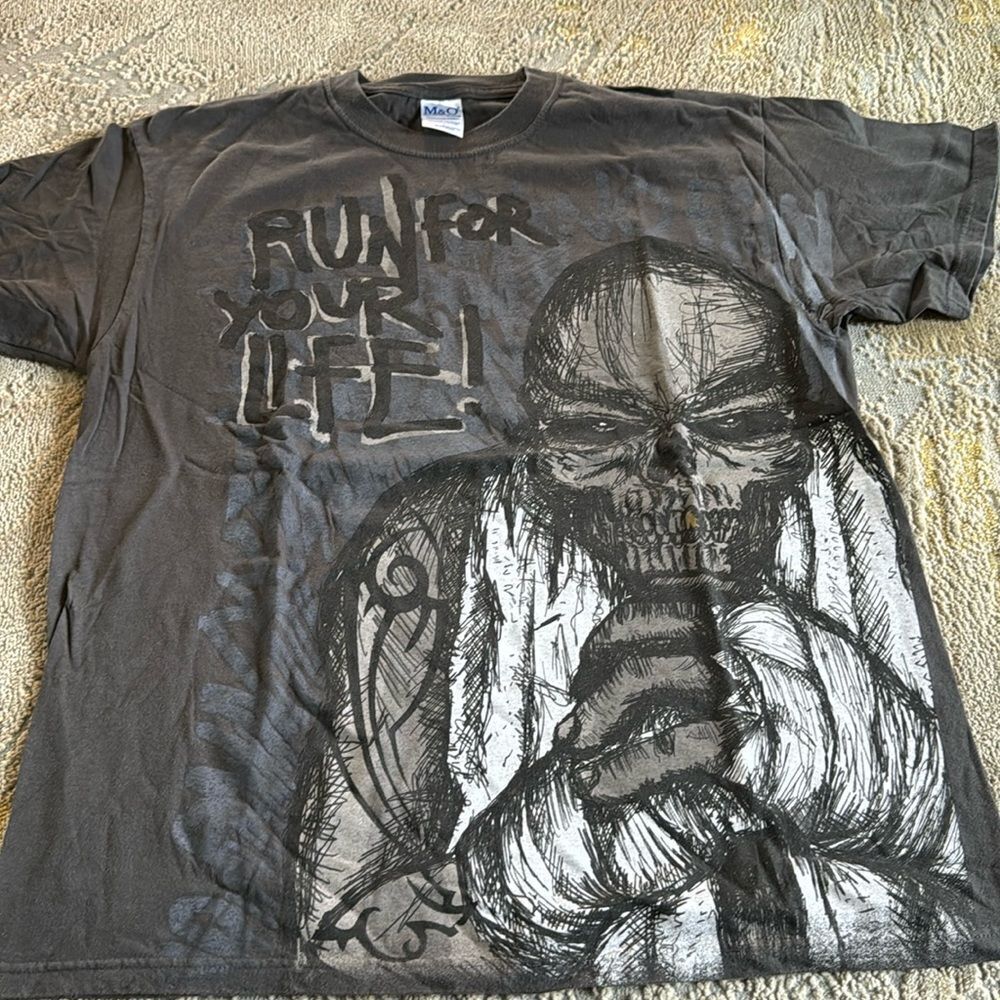 VTG‎ run for your life zombie tee size L on M&O tag made in Mexico
